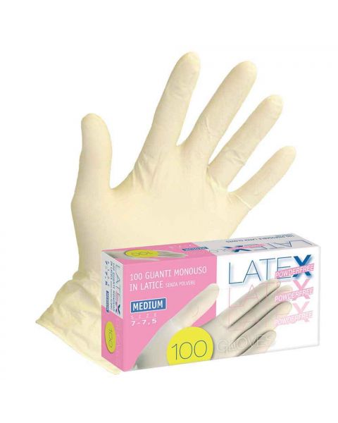 Guanti in lattice monouso Latex Powderfree colore ambra taglie a scelta