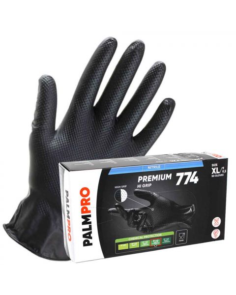 50 Guanti in nitrile nero Icoguanti PalmPro Premium 774 Hi-Grip