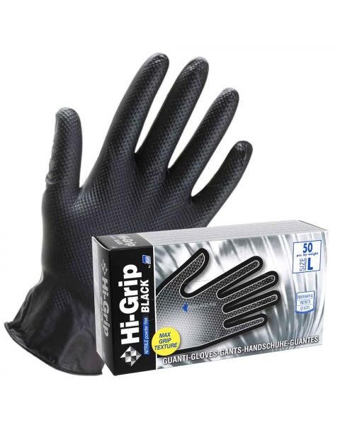 50 Guanti nitrile nero Hi-Grip Black 