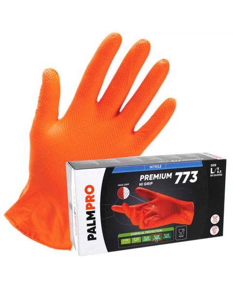 100 Guanti in nitrile arancione Icoguanti PalmPro Premium 773 Hi-Grip