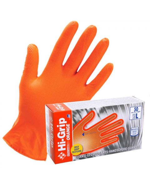 50 Guanti in nitrile monouso Icoguanti Hi-Grip orange alto spessore