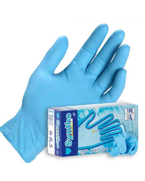 100 Guanti nitrile azzurro Syntho Latex Free taglie a scelta