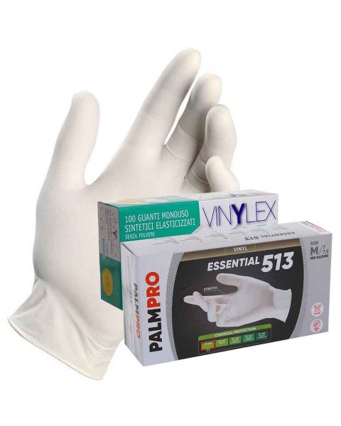 Guanti in vinile monouso Vinilex colore bianco taglie varie