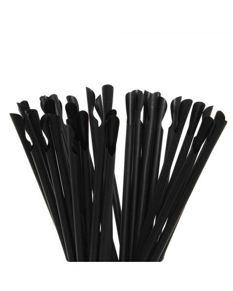 250 Cannucce a cucchiaio nere in PLA compostabili 20 cm Ø6 mm