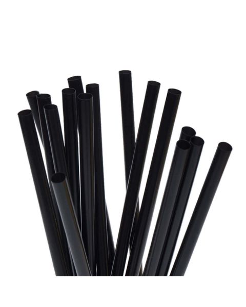 250 Cannucce rigide nere di carta compostabili 20cm Ø7mm