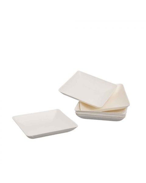 50 Piattini monoporzione finger food polpa di cellulosa 6,5x6,5 cm