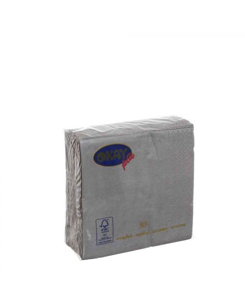 50 Tovaglioli da cocktail in carta 2 veli 25x25 Okay argento