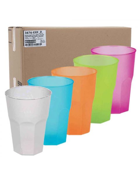 Cartone 420 Bicchieri per cocktail riutilizzabili satinati 420cc colorati