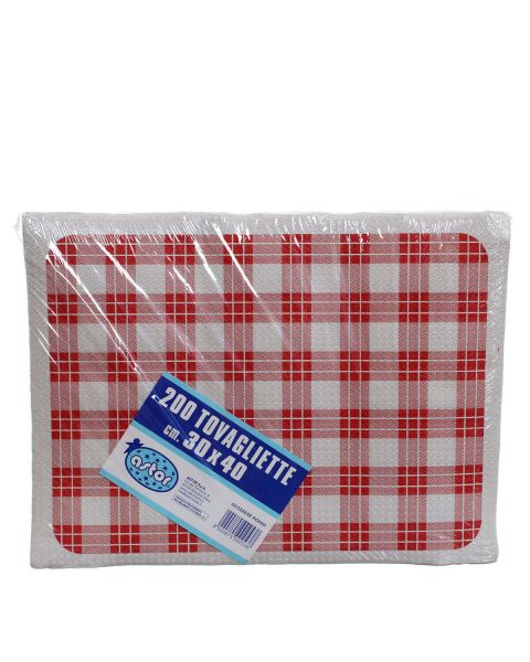 Confezione tovagliette americane usa e getta Astor 30x40 scozzese rosso