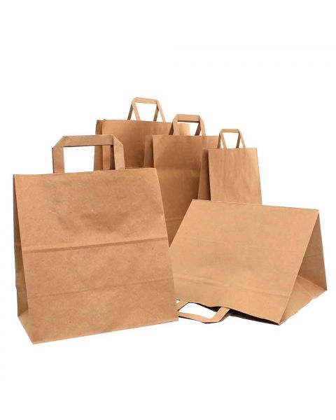 200 Shopper buste in carta avana tinta unita con manici per asporto