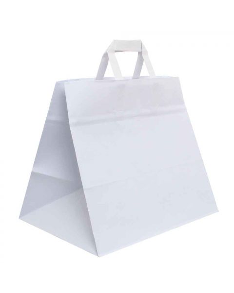 200 Shopper buste in carta bianco tinta unita da asporto 32x21 h27 cm