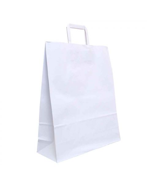 200 Shopper buste in carta bianche tinta unita con manici 36x12 h41 cm