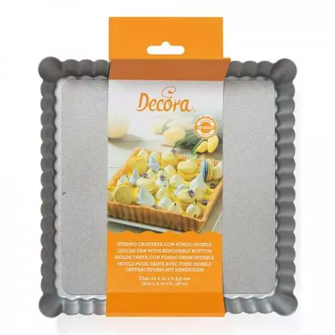 Stampo Quadrato Per Crostata Con Fondo Removibile 21x21cm Papolab