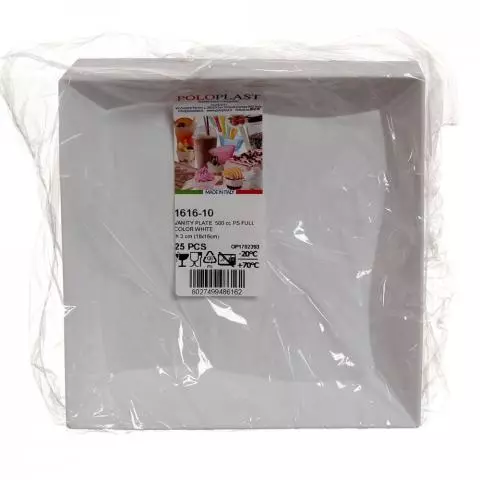 Piatti Di Plastica Rigida Quadrati Eleganti Vanity Bianco Papolab
