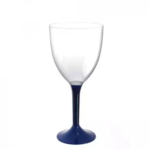 Calici In Plastica Da Vino Lavabili Gambo Blu Perlato 300ml Papolab