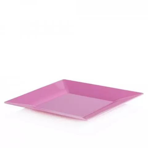 Piatti Di Plastica Rigida Quadrati Spigolo Fucsia 23x23 Cm Papolab