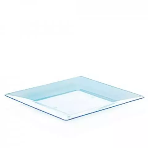 Piatti Di Plastica Rigida Quadrati Spigolo Azzurro Fluo 23cm Papolab