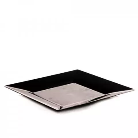 Piatti Di Plastica Rigida Quadrati Spigolo Nero 23x23 Cm Papolab