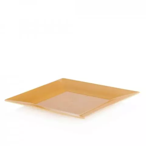 Piatti Di Plastica Rigida Quadrati Spigolo Oro 23x23 Cm Papolab