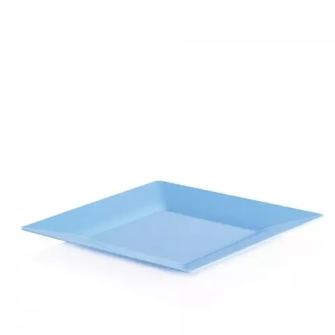 Piatti Di Plastica Rigida Quadrati Spigolo Azzurro 23x23 Cm Papolab