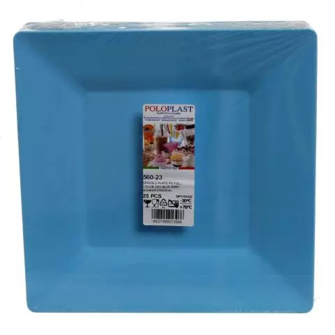 Piatti Di Plastica Rigida Quadrati Spigolo Azzurro 23x23 Cm Papolab