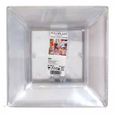 Piatti Di Plastica Rigida Quadrati Trasparenti Spigolo 23cm Papolab