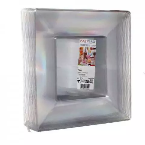 Piatti Di Plastica Rigida Quadrati Trasparenti Spigolo 23cm Papolab