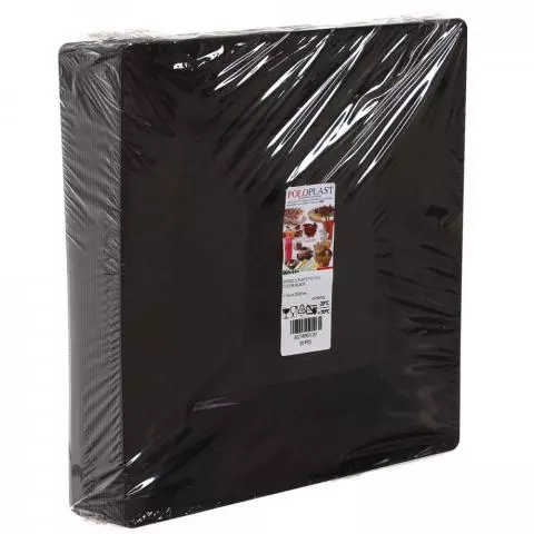 Piatti Di Plastica Rigida Quadrati Spigolo Nero 27x27 Cm Papolab