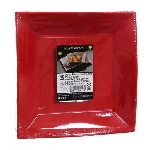 Piatti Di Plastica Riutilizzabili Microonde Rossi 23x23cm Papolab