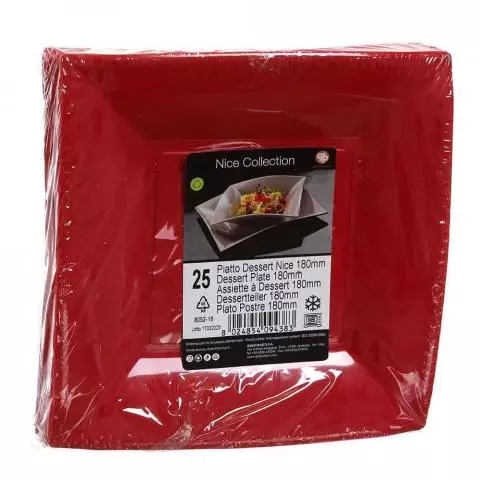 Piattini Di Plastica Lavabili Per Microonde Rossi 18x18 Cm Papolab