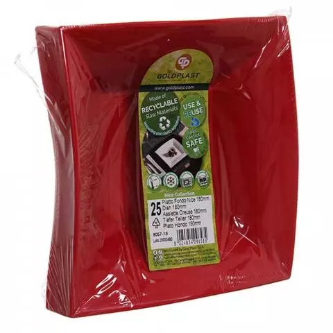 Piatti Di Plastica Fondi Lavabili Per Microonde Rosso 18x18 Papolab