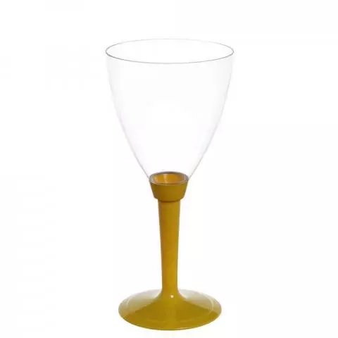 Calici In Plastica Per Acqua O Vino Con Gambo Lungo Giallo Papolab