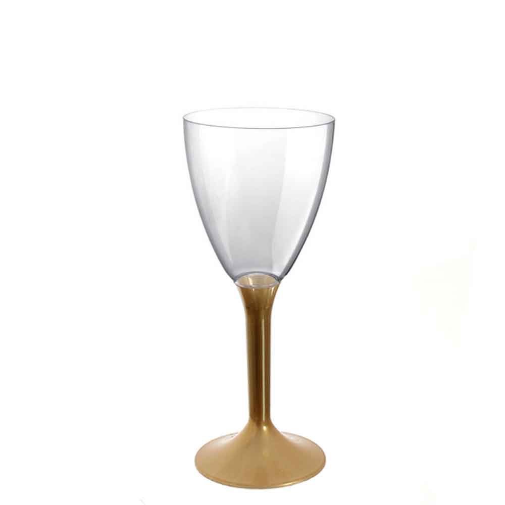 Calici in plastica da acqua vino lavabili gambi oro 180cc PapoLab